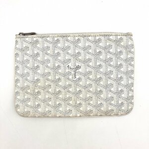 ゴヤール GOYARD ポーチ ヘリンボーン ホワイト 白 小物入れ シルバー金具 コーティングキャンバス メンズ レディース SAR020176 6-4-003