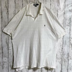 90's Ralph Lauren ラルフローレン リネン スキッパー プルオーバーシャツ 2XL アイボリー ワンポイント 刺 90年代ヴィンテージ HTK3850