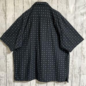 Vintage Silk 半袖シルクシャツ 開襟 オープンカラー 黒 ブラック 2XL US古着 アメカジ ビッグサイズ HTK3885の画像3