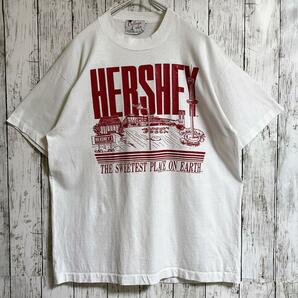 90's HERSHEY'S ハーシーズ USA製 アメリカ製 ビンテージTシャツ L 白 シングルステッチ 企業 US古着 90年代ヴィンテージ HTK3939
