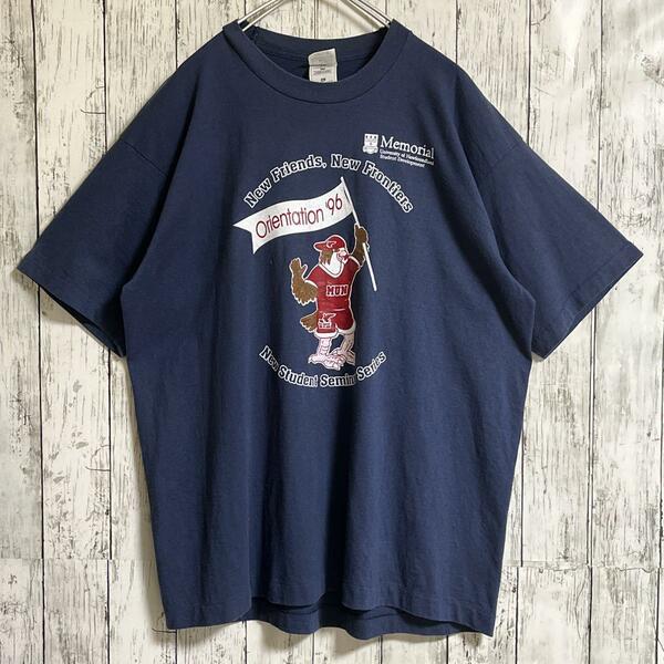 90's フルーツオブザルーム カナダ製 ビンテージTシャツ XL 紺 ネイビー 90年代ヴィンテージ シングルステッチ HTK3950