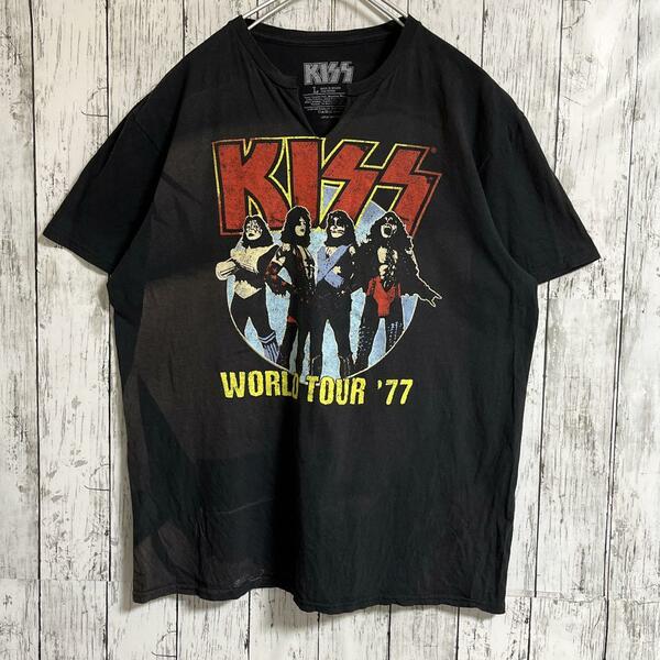 KISS キッス バンドTシャツ バンT ミュージックTシャツ L 黒 ブラック オフィシャル US古着 アメカジ HTK3978