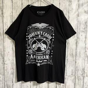 JOHNNY CASH ジョニーキャッシュ バンドTシャツ バンT ミュージックTシャツ 黒 ブラック L オフィシャル US古着 HTK4010