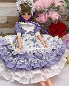 *Forget-me-not*☆送料無料☆クロッカスカラー小花柄エプロンセット☆ジェニーサイズ☆手づくり☆handmade☆一点物☆