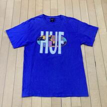 【良品】HUF クロコ型エンボス ロゴTシャツ L パープルTシャツ 半袖_画像1