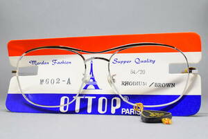 デッドストック OTTOP PARIS NO. 602-A 12K GP 54/20 メガネ サングラス フレーム ロジウム/ブラウン ビンテージ