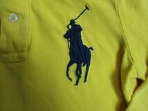 BF651【POLO RALPH LAUREN・ラルフローレン】ロゴ刺繍　長袖　ポロシャツ　訳有　男児　黄系　110_画像3