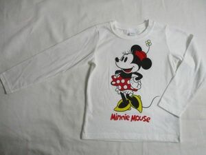 BF649【Disney・ミニーマウス】ロゴプリント　長袖　Ｔシャツ　シャツ　女児　白　110