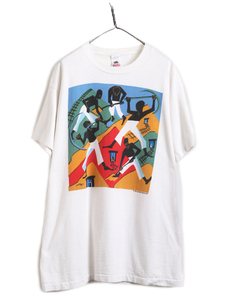 90s USA製 ★ Jacob Lawrence アート イラスト プリント Tシャツ メンズ XL / 90年代 オフィシャル 当時物 芸術 絵画 シングルステッチ 白