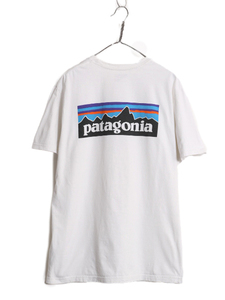 17年製 パタゴニア 両面 プリント 半袖 Tシャツ メンズ L / 古着 Patagonia アウトドア フィッツロイ P6 バックプリント ボックスロゴ 白