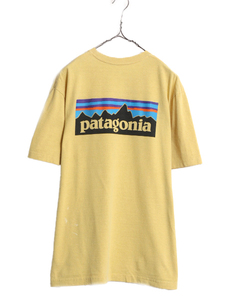 19年製 パタゴニア 両面 プリント 半袖 Tシャツ メンズ М / 古着 Patagonia アウトドア P6 ボックスロゴ バックプリント クルーネック 黄
