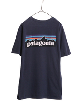 USA製 パタゴニア 両面 プリント 半袖 Tシャツ メンズ L / 古着 Patagonia アウトドア P-6 バックプリント ボックスロゴ クルーネック 紺_画像1