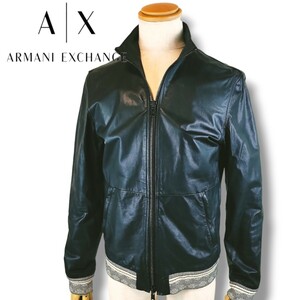 【ARMANI EXCHANGE 】 ライダースジャケット ブルゾン ブラック Goat レザージャケット山羊革　ダブルジップ　アルマーニエクスチェンジ