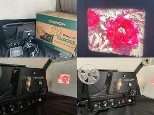  operation OK*CHINON 6600*8mm film sound .. machine * power supply * original box * reel attaching *8 millimeter *chi non made in Japan 