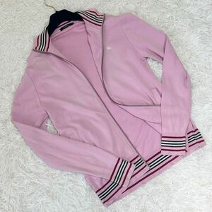 [1 старт ~] Burberry Black Label BURBERRY BLACK LABEL спортивная куртка M соответствует блузон Zip шланг Logo вышивка розовый снят с производства 