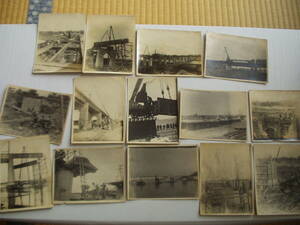 古い写真 14枚 戦前 架橋工事 鉄道橋?