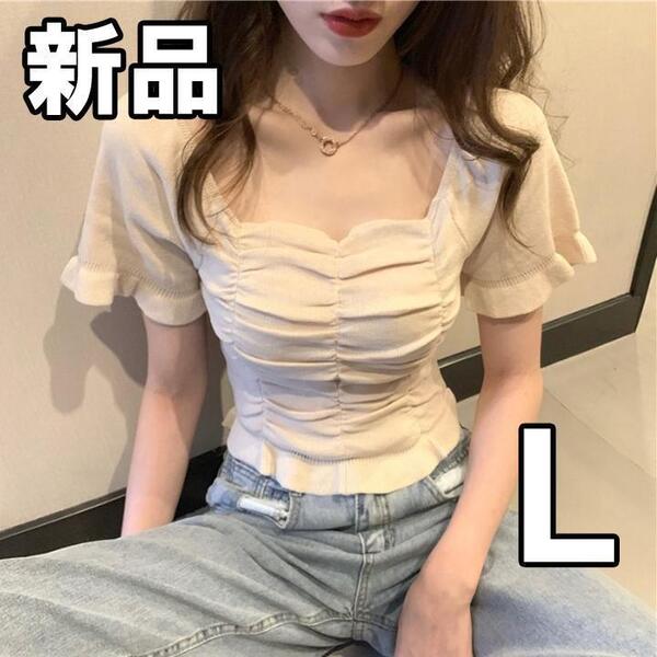【大人気につき在庫わずか!次入荷未定!最終値下げ!新品未使用】レディースカットソー ベージュ L 【360020L】