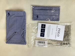  Polo Ralph Lauren * mask & mask case set * blue silver chewing gum check * new goods unopened unused 