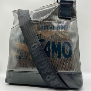 [ close year of model / ultimate beautiful goods ]1 jpy Salvatore Ferragamo Ferragamo shoulder bag sakoshu body Logo PVC leather men's business tea black 