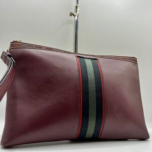 【現行モデル/美品】1円 BALLY バリー クラッチバッグ セカンドバック ビジネス トレスポ 銀ロゴ レザー 本革 メンズ ボルドー 希少カラー