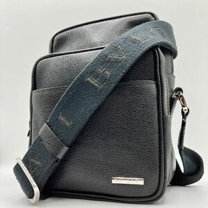[ близко год модели / превосходный товар ]1 иен BVLGARI BVLGARY сумка на плечо sakoshu корпус Cross Logo кожа натуральная кожа мужской бизнес черный чёрный 