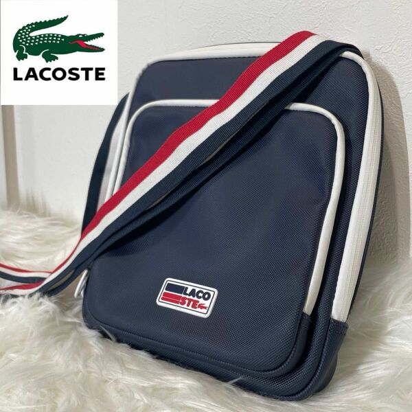 ●週末限定セール　【未使用級】LACOSTE CLASSIC SEASON ラコステ トリコロールスクエア ショルダーバッグ 