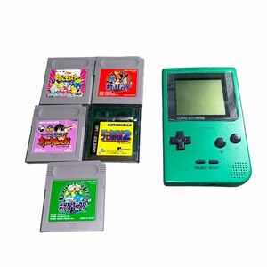 【ギ0430-130】ゲームボーイポケット 本体 グリーン ソフトセット売り GAMEBOY pocket Nintendo ポケットモンスター 動作未確認 ジャンク品