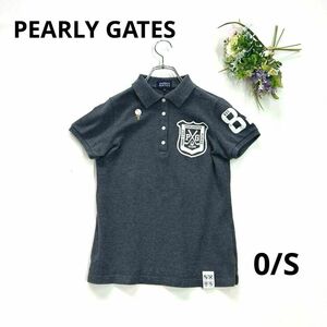 パーリーゲイツ　0/S 半袖ポロシャツ　グレー　ビッグロゴ　スリーブロゴ　PEARLY GATES