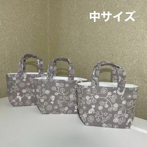 ミニトートバッグ　ハンドメイド　猫ちゃん　３個セット　(中)