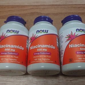 3個 Niacinamide ナイアシンアミド 500mg ノンフラッシュ ビタミンB3 100粒 NOW Foods ナウフーズ