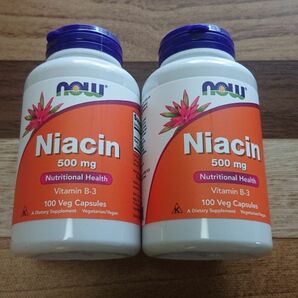 2個 Niacin ナイアシン 500mg ビタミンB3 100粒 NOW Foods ナウフーズ