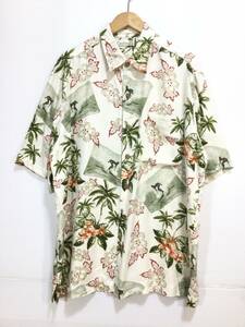 Caribbean アロハシャツ ハワイアン サーフィン レーヨン半袖シャツ しっかりめ メンズL 良品綺麗 