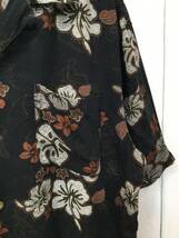 GEORGE アロハシャツ ハワイアン レーヨン半袖開襟シャツ メンズM 黒系 良品 _画像4