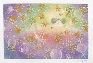 Art hand Auction [happy flower] Hand-painted, authentic, one-of-a-kind, original painting, autographed, healing, hometown, free shipping, anonymous delivery, happycolors, angel wings, healing, Artwork, Painting, Pastel drawing, Crayon drawing
