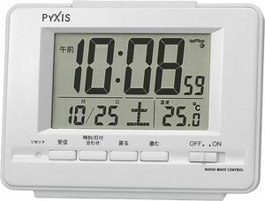 ピクシス 電波デジタル目覚まし時計 NR535W （銀色メタリック）