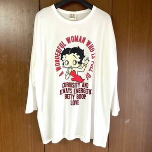 未使用 タグ付き ベティーブープ M L フリーサイズ 長袖ロングTシャツ ホワイト カットソー 男女兼用 ユニセックス