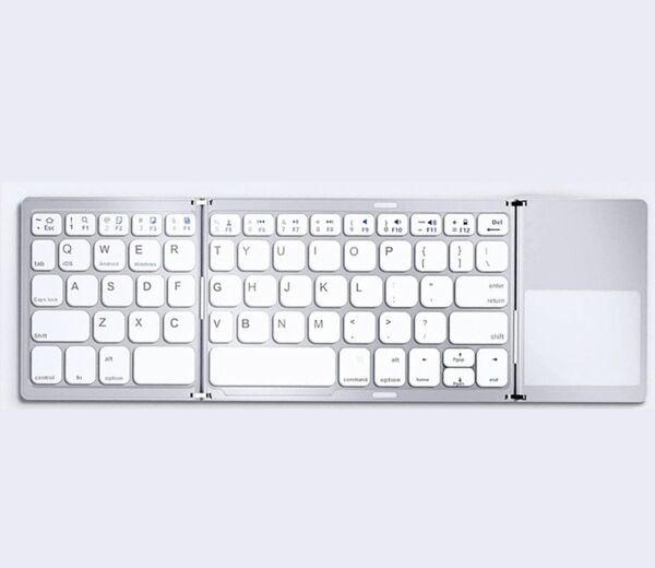 ワイヤレスキーボード 折りたたみ式USB 充電画面ロック機能 タブレットキーボード ブルートゥース Bluetooth　ホワイト