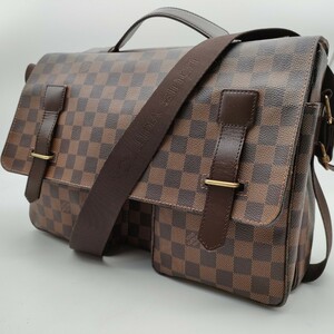 極美品 ルイヴィトン Louis Vuitton ダミエ ブロードウェイ エベヌ 茶色 2WAY ショルダー バッグ メッセンジャー 斜めかけ 定価約14万