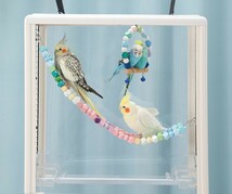 鳥用おもちゃ 鳥用品 止まり木 はしご ブランコ 階段 鳥かご アスレチック 遊び道具 バードトイ 木製 吊り下げ 小動物 インコ オウム 文鳥_画像8