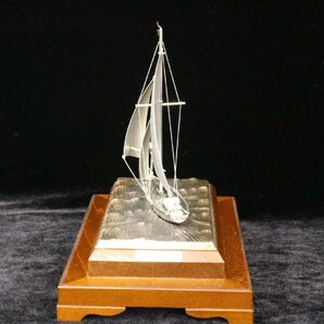 武比古 TAKEHIKO SILVER PLATED 帆船 ヨット置物 ガラスケース付き 銀仕上げ 【彩irodori】1の画像3