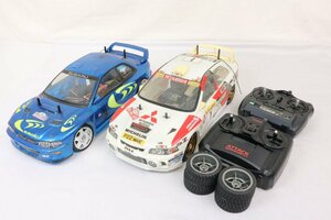 レーシングカー ラジコン 2体 セット エンジン リモコン 替えタイヤ4本付 三菱 ランサー スバル インプレッサ 電動RC【彩irodori】