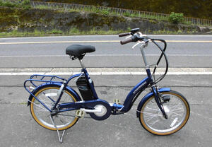 1 jpy ~21TECHNOLOGY folding electromotive bicycle 24V 6.4Ah SHIMANO inside 3 step 20 -inch blue color operation verification settled 5371