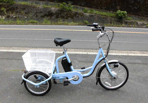 1 иен ~AshirakuCharlie электрический три колесо велосипед 24V5.8Ah 3 скорость 20-16 дюймовый бледно-голубой рабочее состояние подтверждено 5420