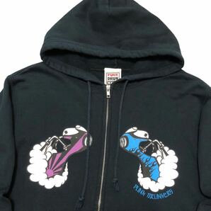 1030◆PUNK DRUNKERS パンクドランカーズ◆ロケットカウル ビッグロゴプリント ジップアップ スウェット パーカー ブラック Sの画像5