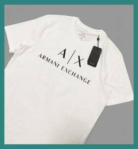 1020 未着用 タグ付き◆ARMANI EXCHANGE アルマーニ エクスチェンジ◆ビッグロゴプリント コットン 半袖 Tシャツ ホワイト S