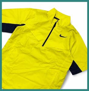 1243*NIKE GOLF Nike Golf *sushu принт половина Zip Golf короткий рукав тянуть over жакет непромокаемая одежда желтый M