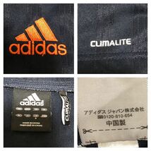 1040◆adidas アディダス◆ロゴ刺繍 ビッグロゴプリント 3本ライン 上下 セットアップ ジャージ ネイビー×オレンジ 上S下M_画像8