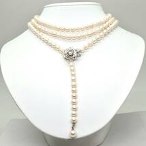 ◆アコヤ本真珠ロングネックレス/ 3 ◆M 約87.0g 約124.0cm 6.5-8.0mm珠 pearl パール jewelry necklace ジュエリー DB0/DI0_画像3