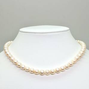 ◆アコヤ本真珠ネックレス/ 8 ◆M 約28.0g 約40.0cm 6.5-7.0mm珠 pearl パール jewelry necklace ジュエリー DE0/zzの画像2