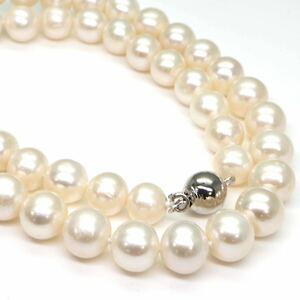 ◆本真珠ネックレス/ 11 ◆M 約38.2g 約42.0cm 7.5-8.5mm珠 pearl パール jewelry necklace ジュエリー DC3/DF6